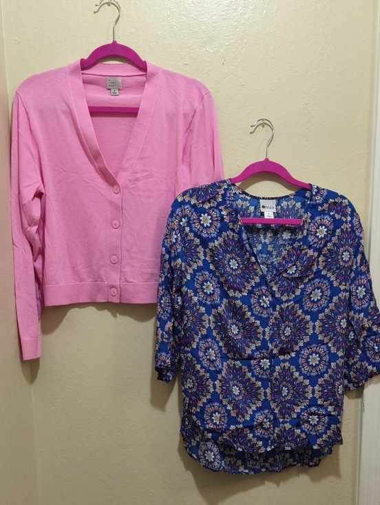 a new day Sweaters - Pink Cardigan And Paisley Top